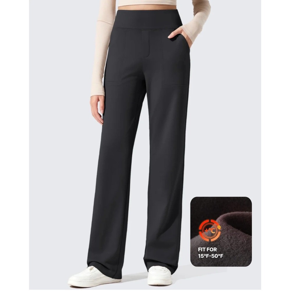 NWT G4Free EverGoing Fleece Lined High-Waisted Dressy Pants Medium Black 31"